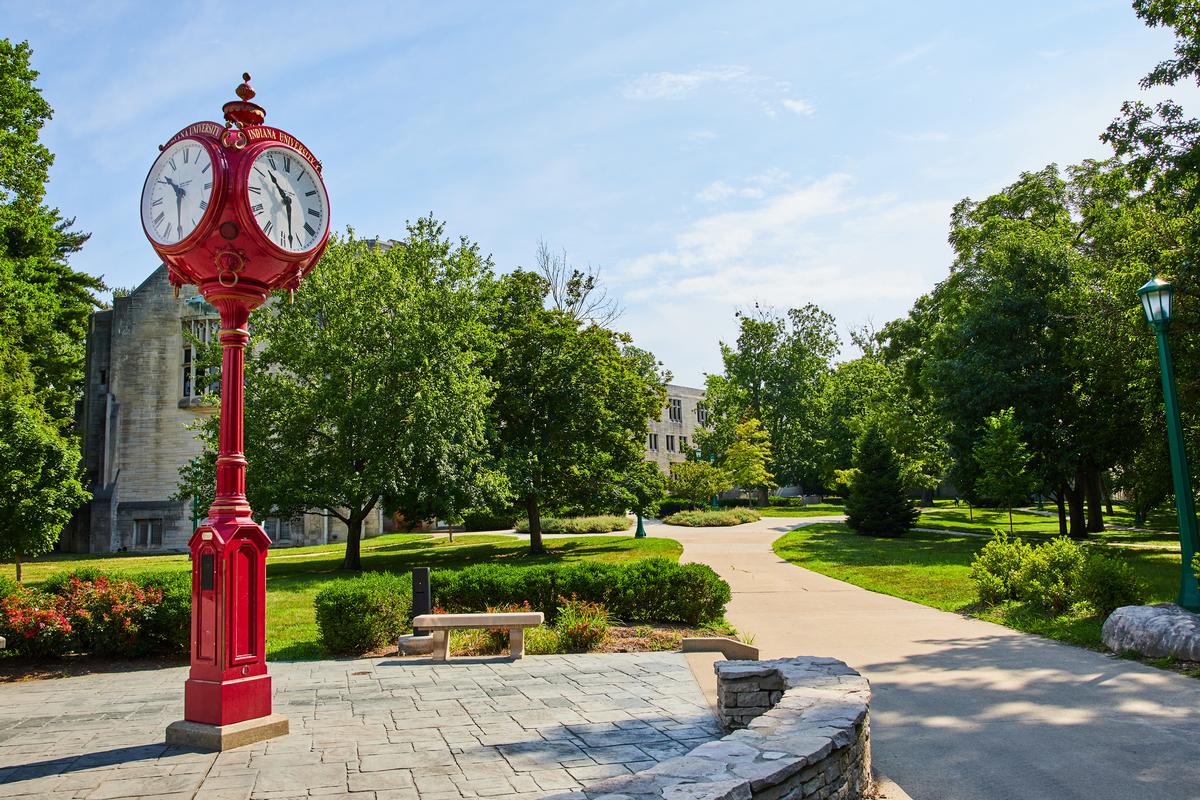 Strolling through Indiana University college campus