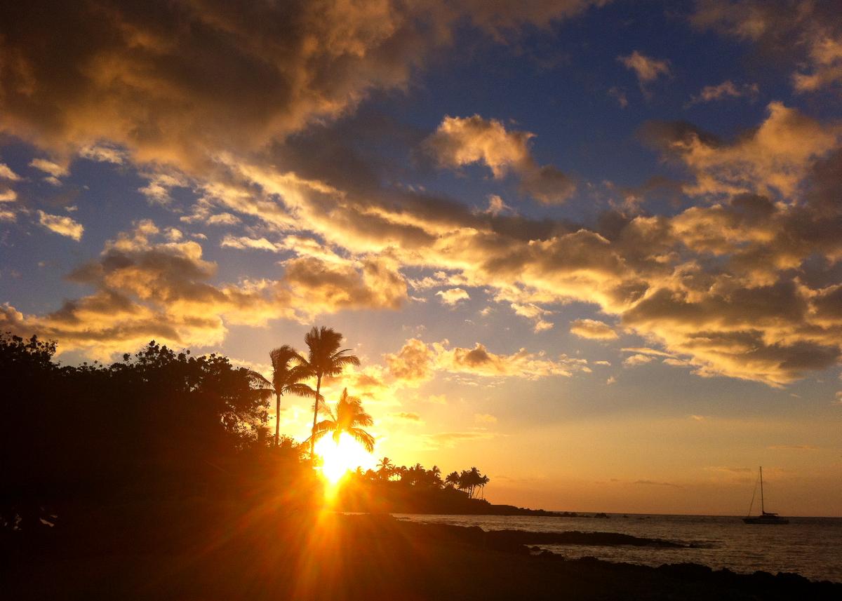 Sunsets in Kona are always perfect. I snapped this photo at the end of a beach day.
