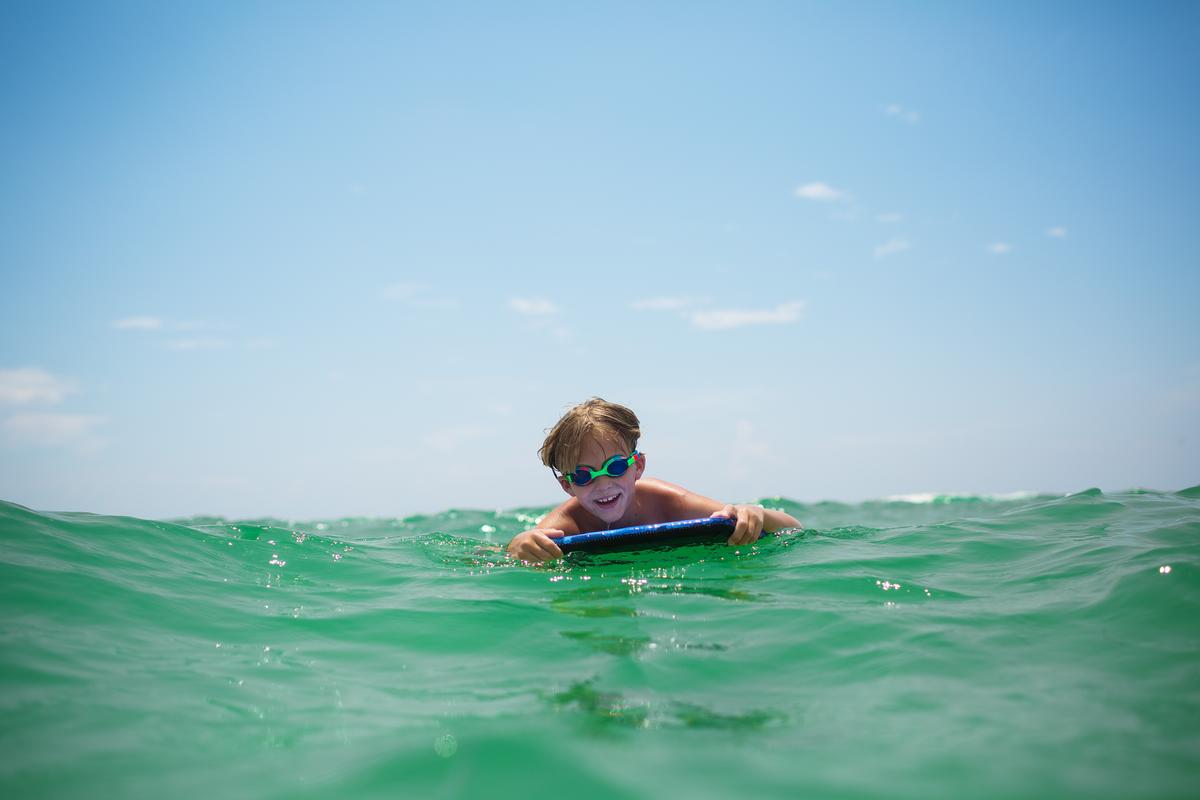 Boogie boarding at the beach in Florida