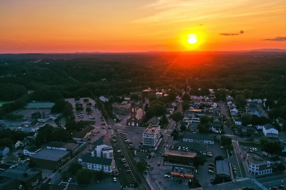 Downtown Dover, NH at sunset