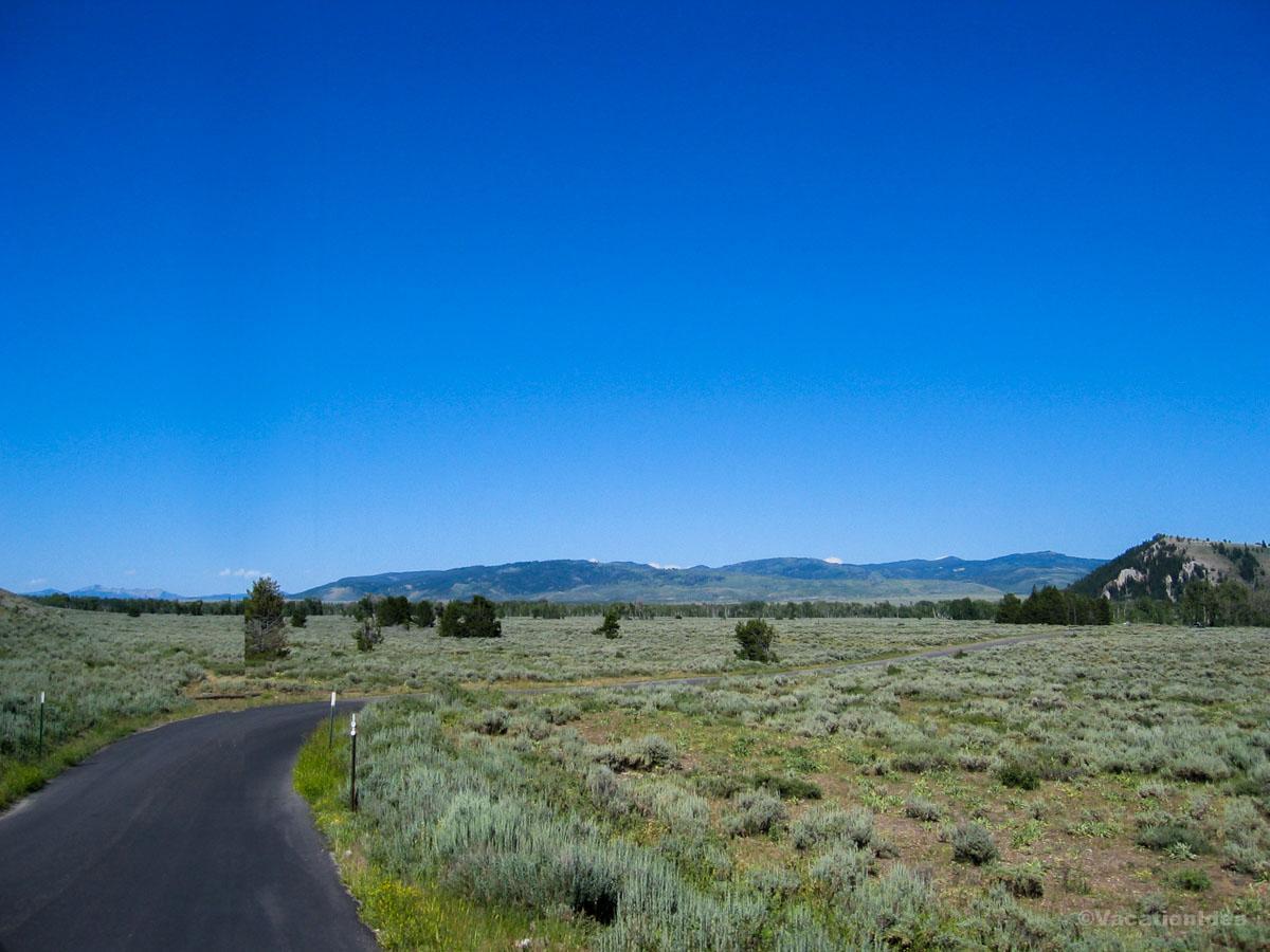 My photo of a quiet road through Jackson Hole Valley