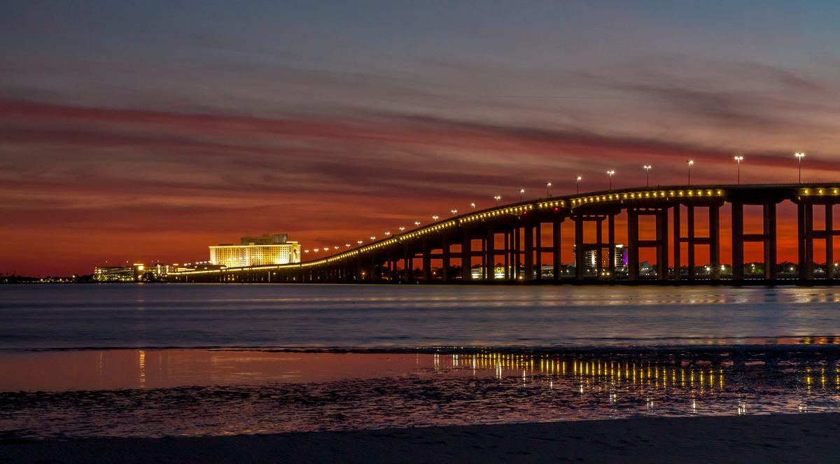 Drive across the scenic Biloxi bridge
