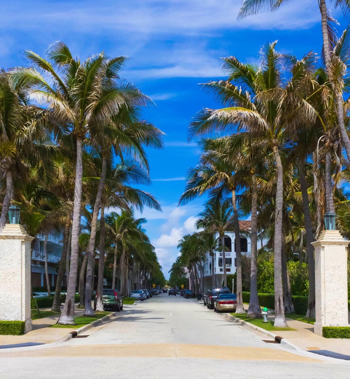 A view down Worth Avenue, Palm Beach, Florida