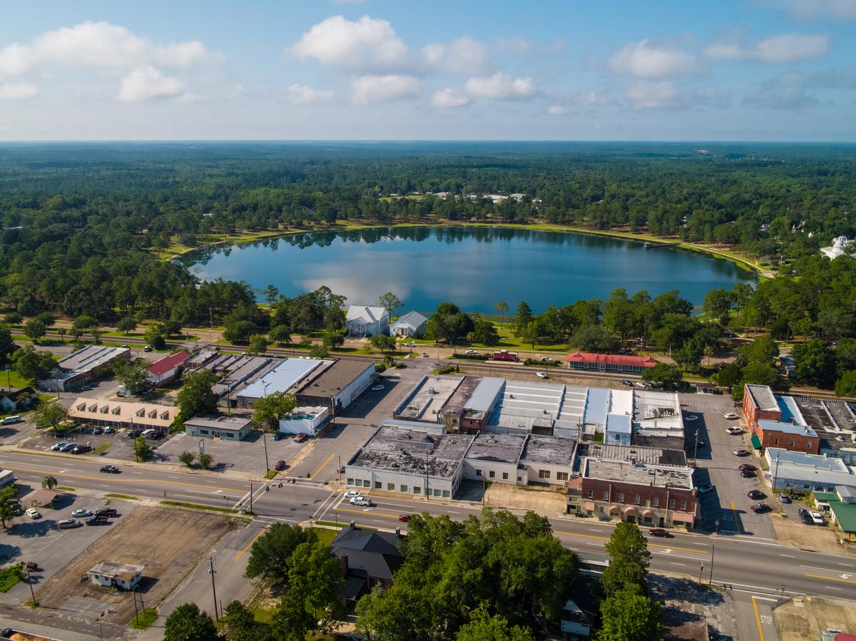 Explore historic homes and admire the perfectly round lake on a quiet fall visit.