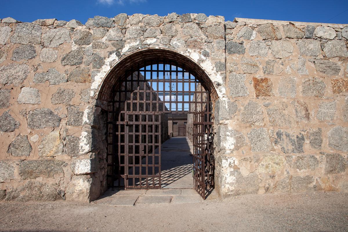 Yuma Territorial Prison rock walls and iron gates