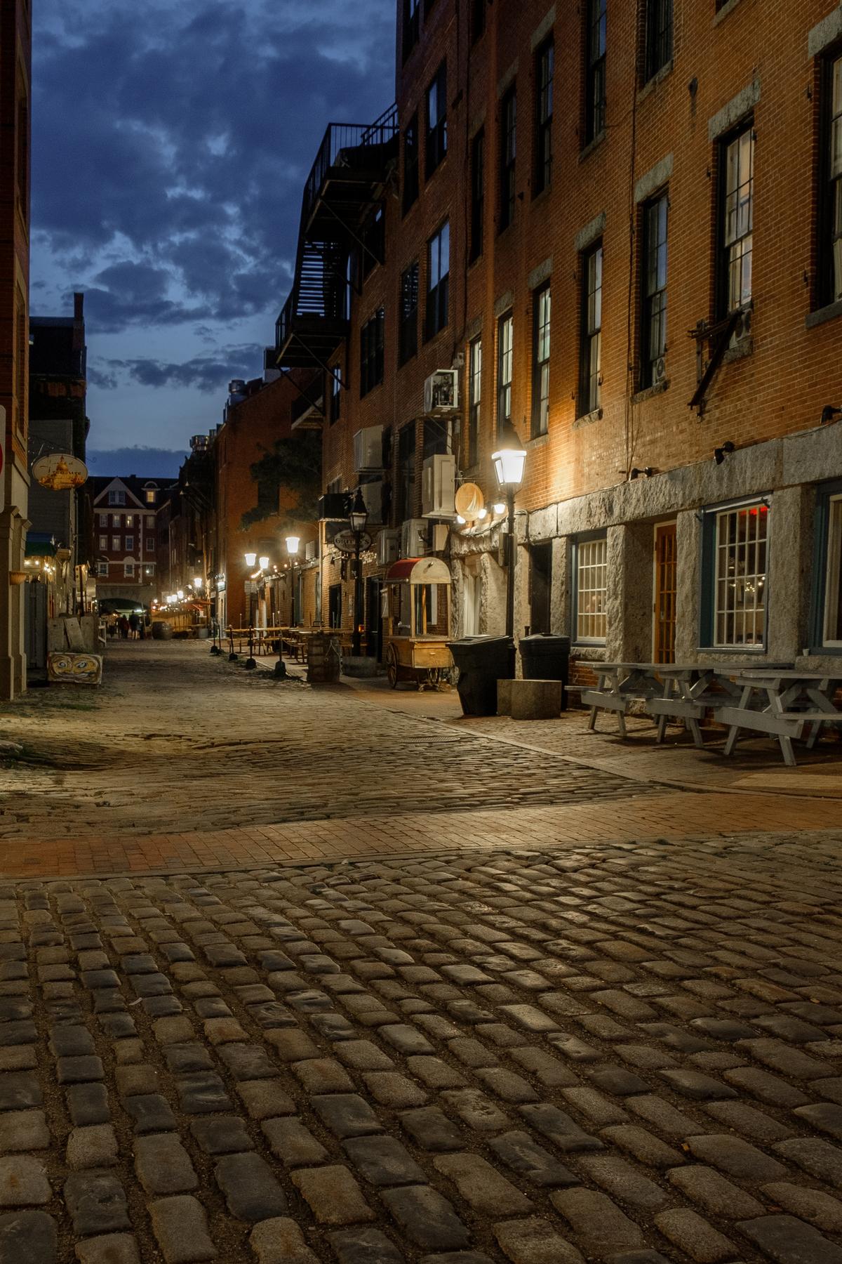 Cobblestone street in Portland, Maine