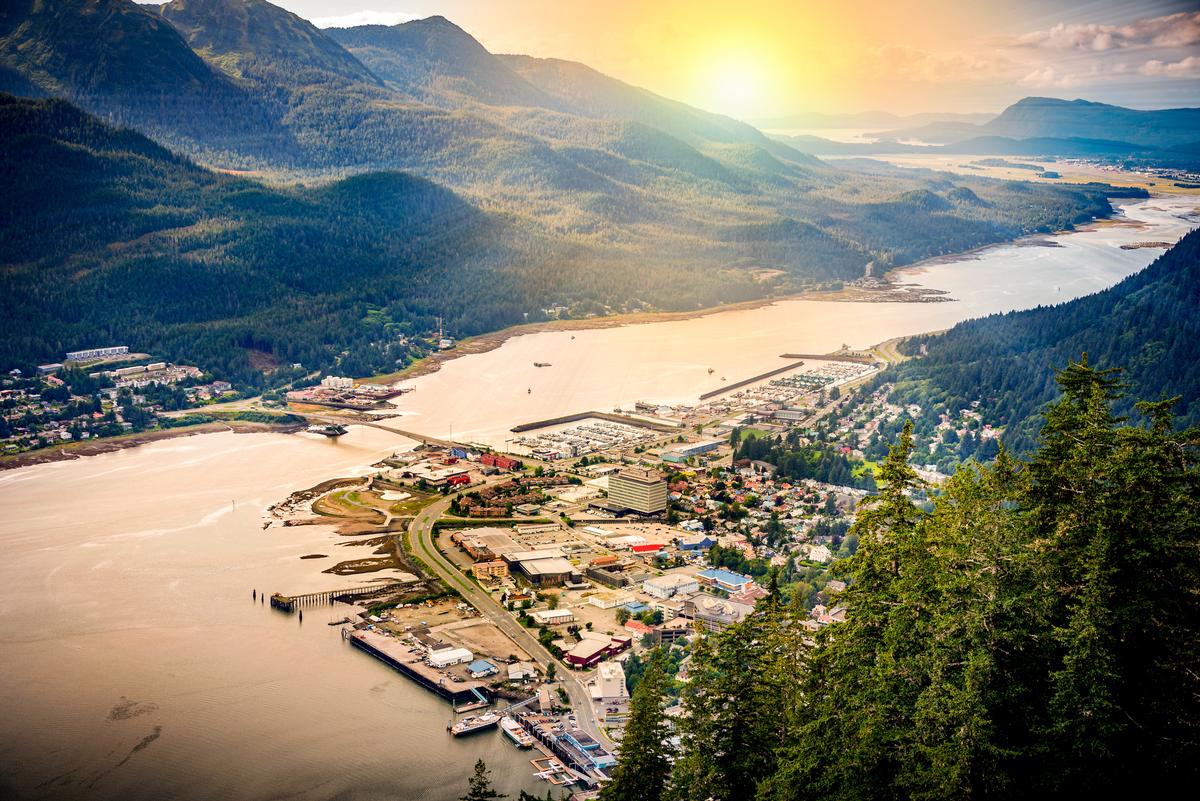 Junean, Alaska with golden light
