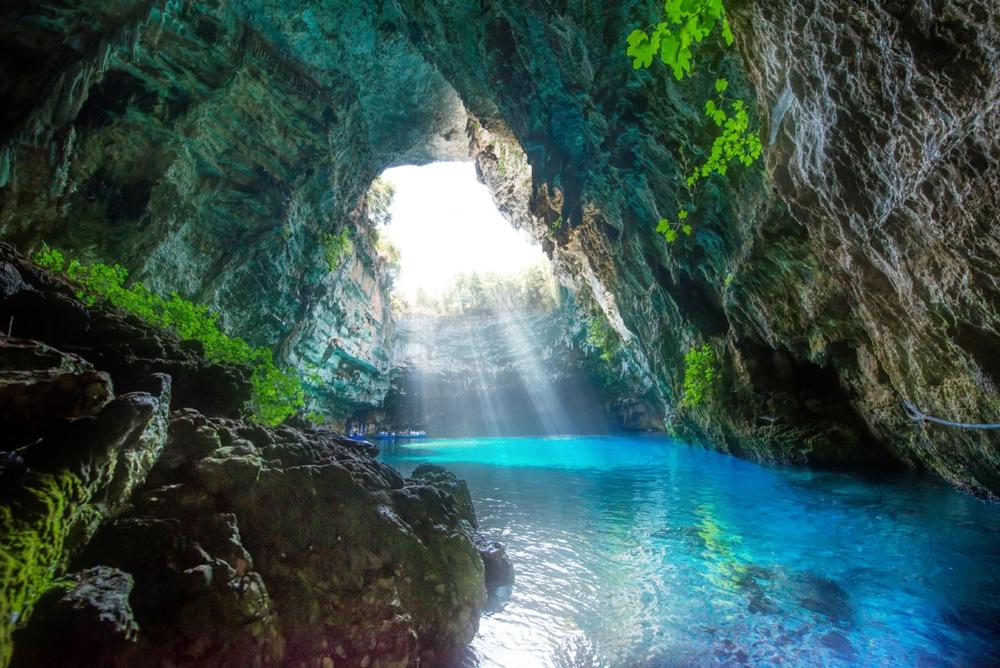 Explore Kefalonia’s mystical caves and admire stunning natural rock formations.