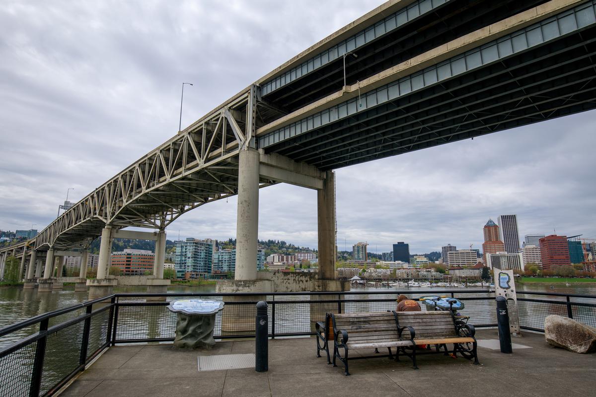 Walking to OMSI in Portland