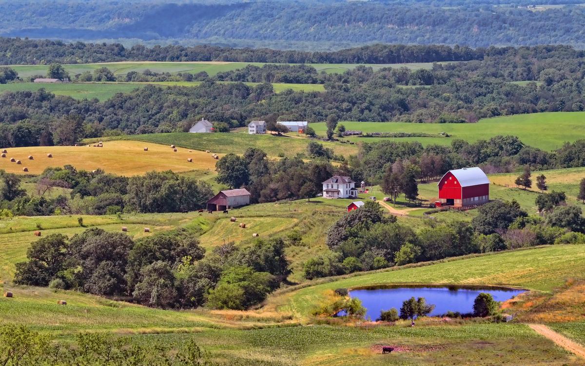Driving past family farms in Iowa