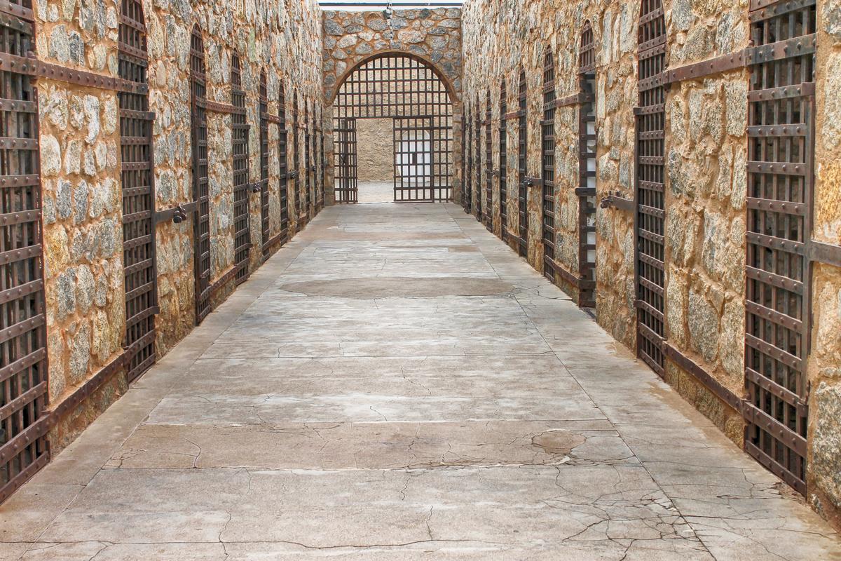 Stone walls inside Yuma Prison
