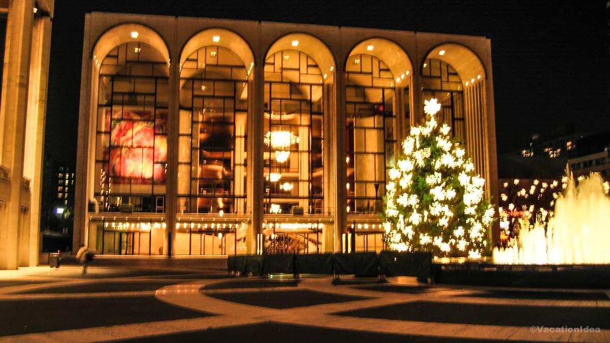 I photographed the fountain at Lincoln Center. It was quiet just after the start of the performance at the Met.