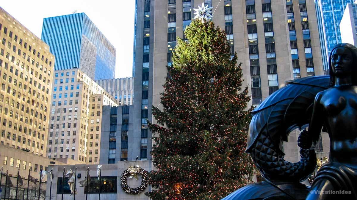 I took this photo of festive decor at Rockefeller Center during our walk