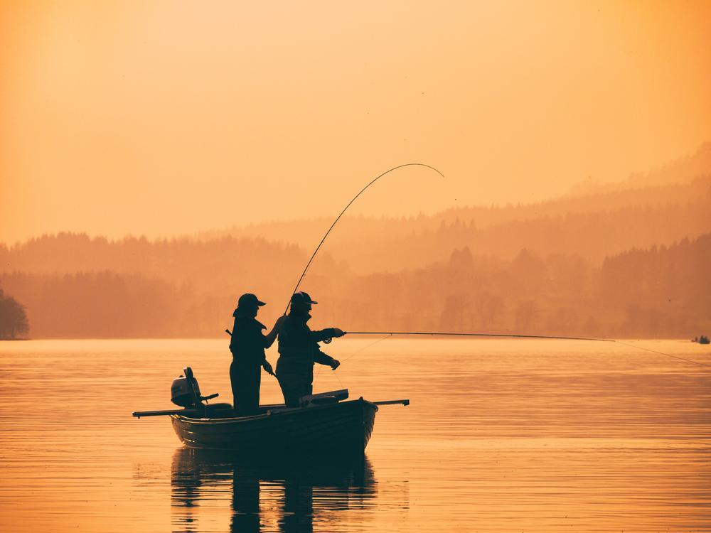 Cast a fishing line and relax with kids near the calm shoreline.