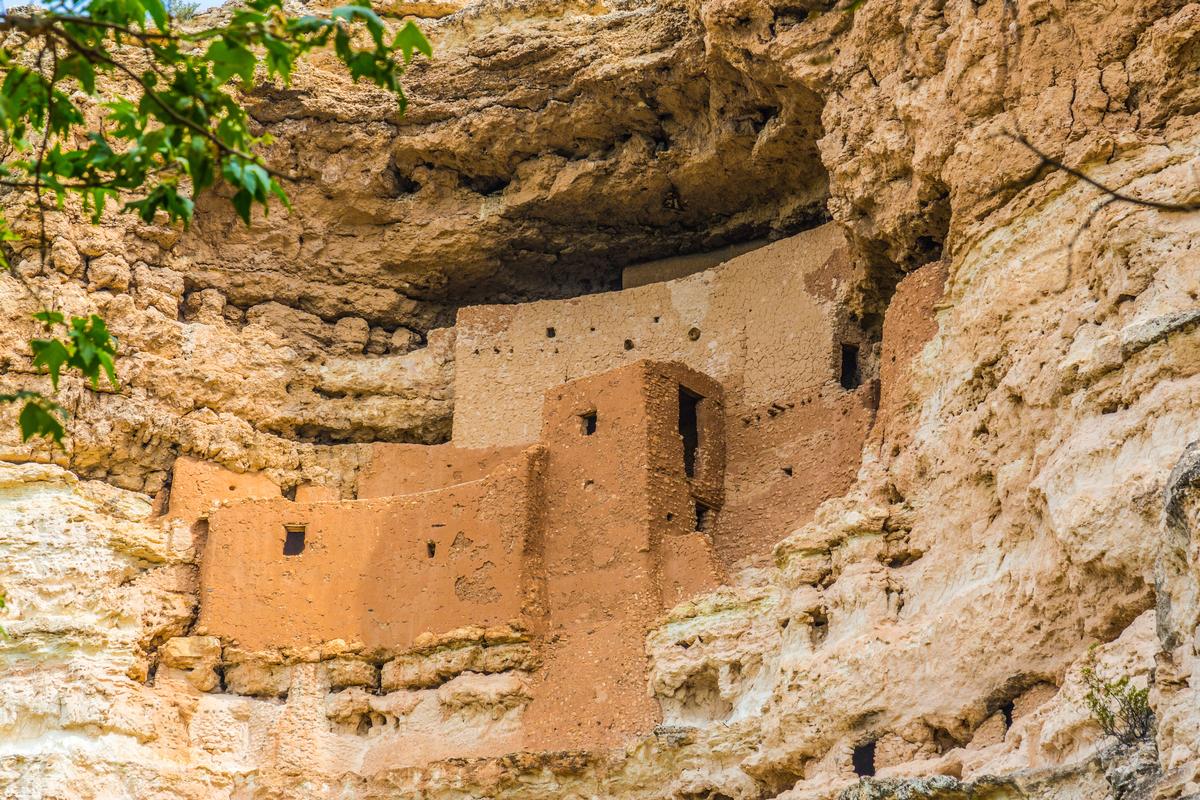 Montezuma Castle National Monument close-up view from below the structure