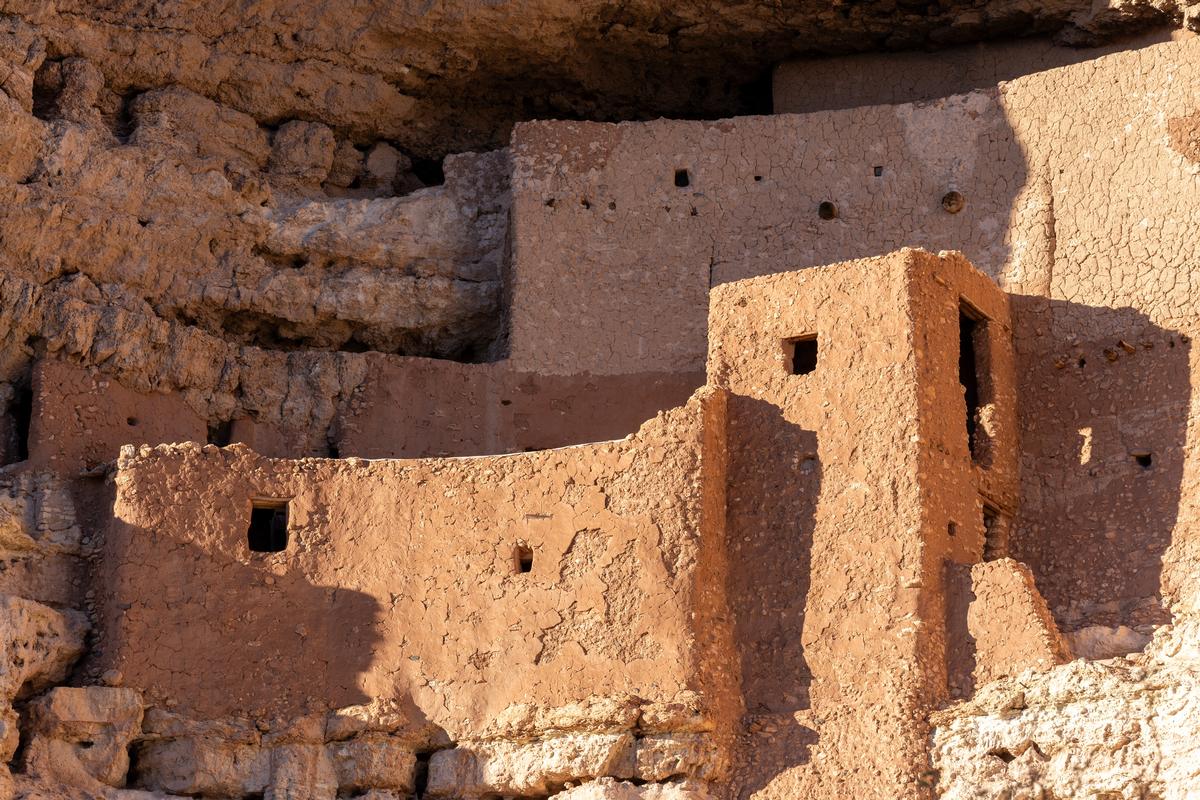 Cliff Rock Dwellings Close Up Detail. Historic Indigenous Sinagua People