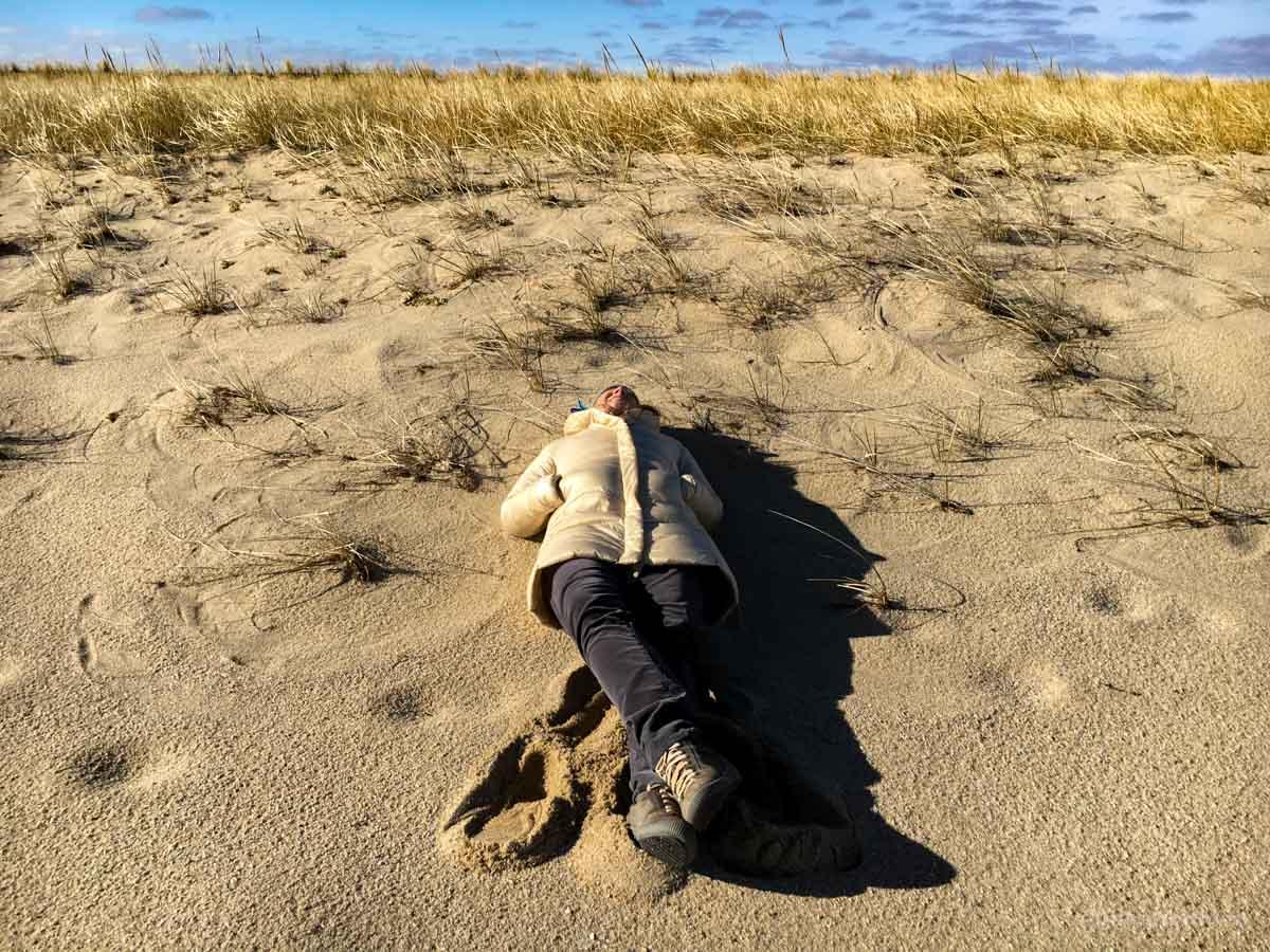My husband took this photo of me on the beach. It was off season and cold!