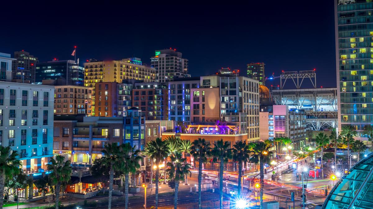Historic Downton at night, San Diego