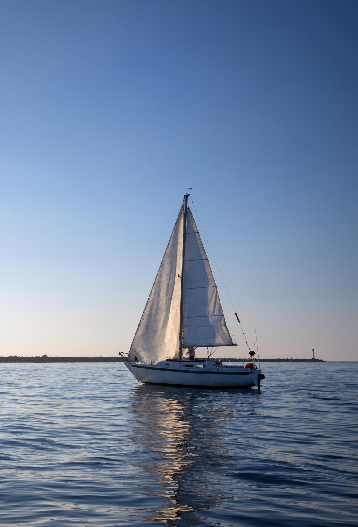 Sailboat leaving Channel Islands harbor