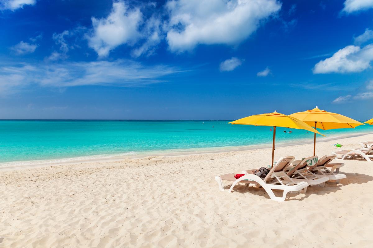 Lounge chairs on Grace Bay beach