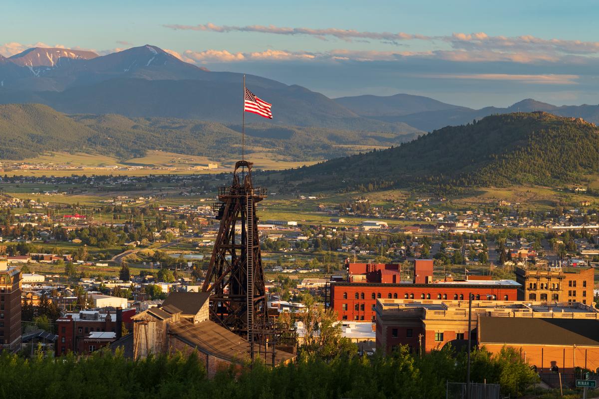 Headframes of Butte, Montana, remnants of mines of the early 1900s