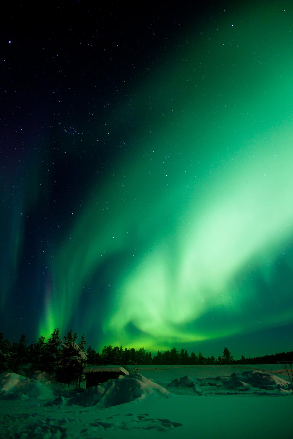 Look at glowing skies and experience the aurora on a magical winter night.