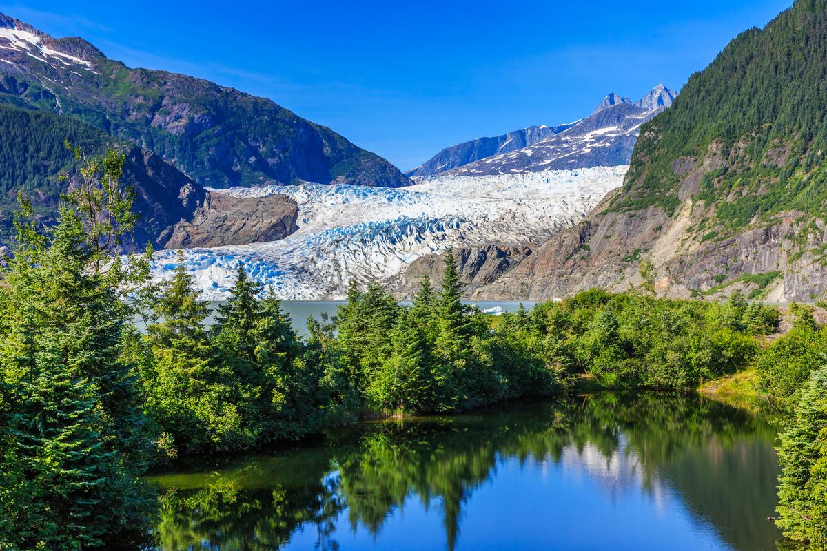 Mendenhall Glacier in the summer