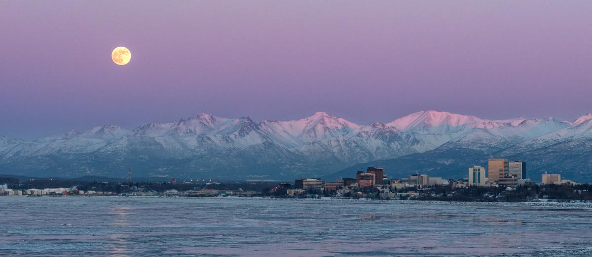 Moon over Anchorage