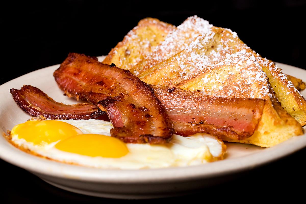 French toast, bacon and egg Breakfast