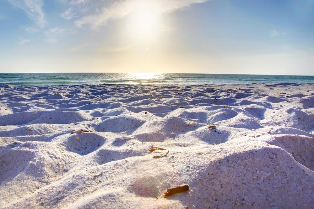 Sandy beach at sunset