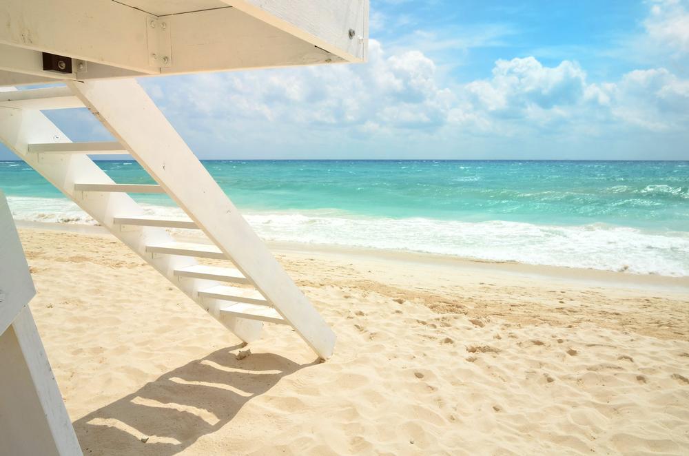 Lifeguard tower on a sandy beach