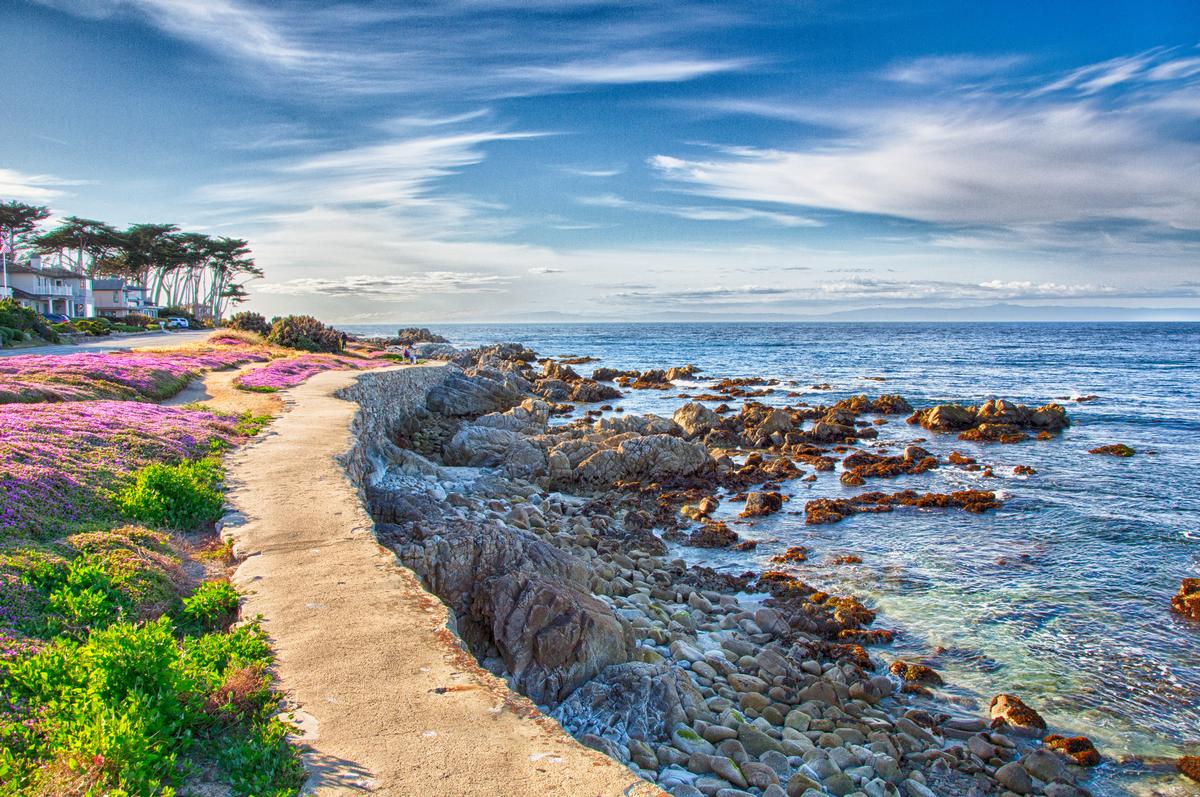 Walking on the Trail along the coast in Pacific Grove