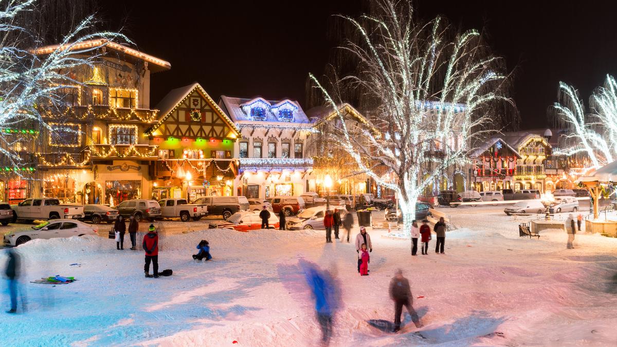 Ice skating in Leavenworth in December