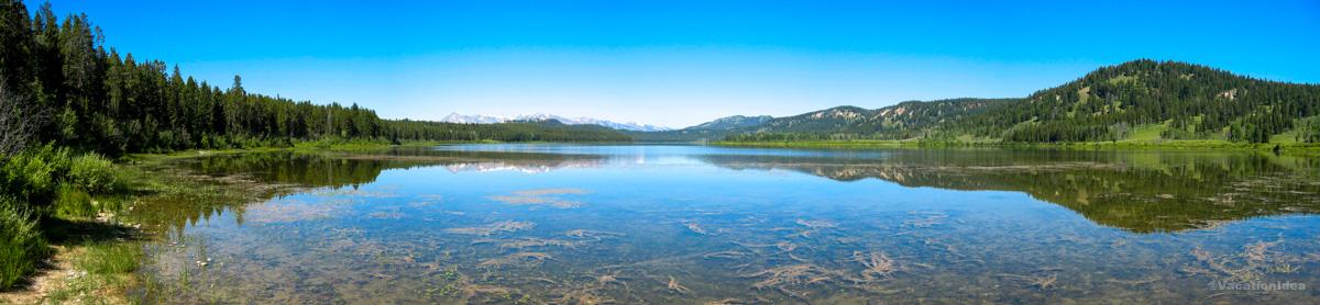 I took this photo of a clear mountain lake on our hike