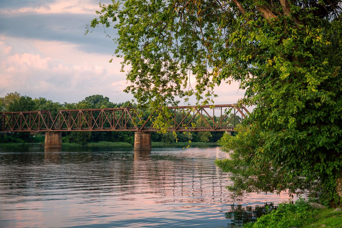 Train trestle over the savannah river in downtown Augusta
