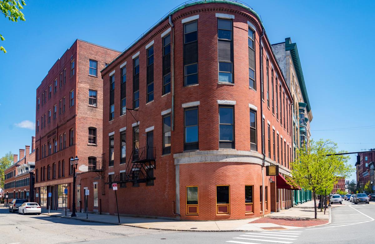 Lowell historic building on Central Street in downtown Lowell, Massachusetts