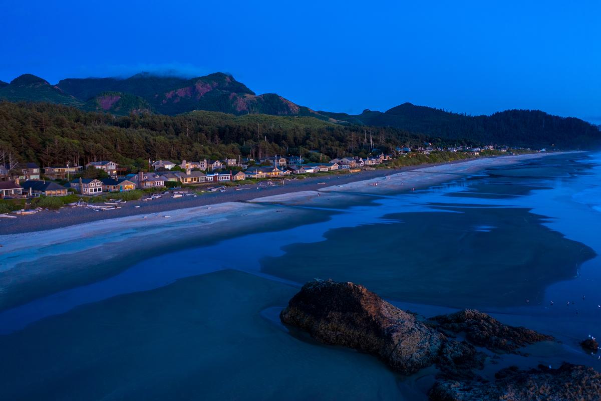 View of Arch Cape at twilight