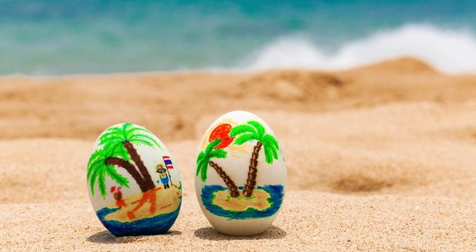 Easter eggs on the beach