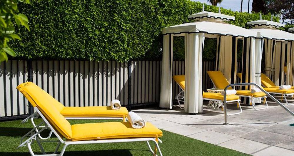 Pool cabanas at Avalon Hotel Palm Springs