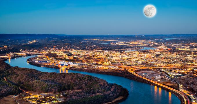 Full moon over Chattanooga