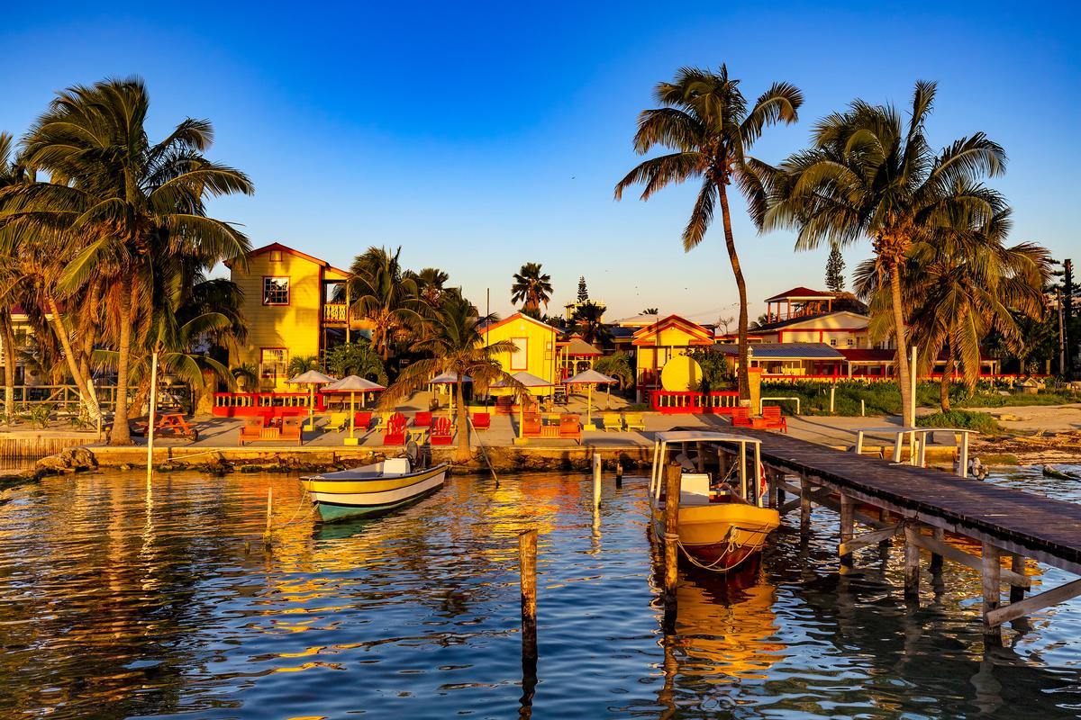 Belize. Sunrise at Caye Caulker Island