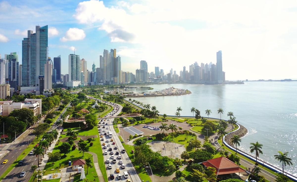 Panama´s Skyline showing La Cinta Costera Boulevard