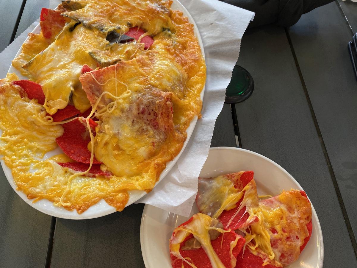 I took this photo of a delicious plate of Nachos we ate on our TX weekend getaway