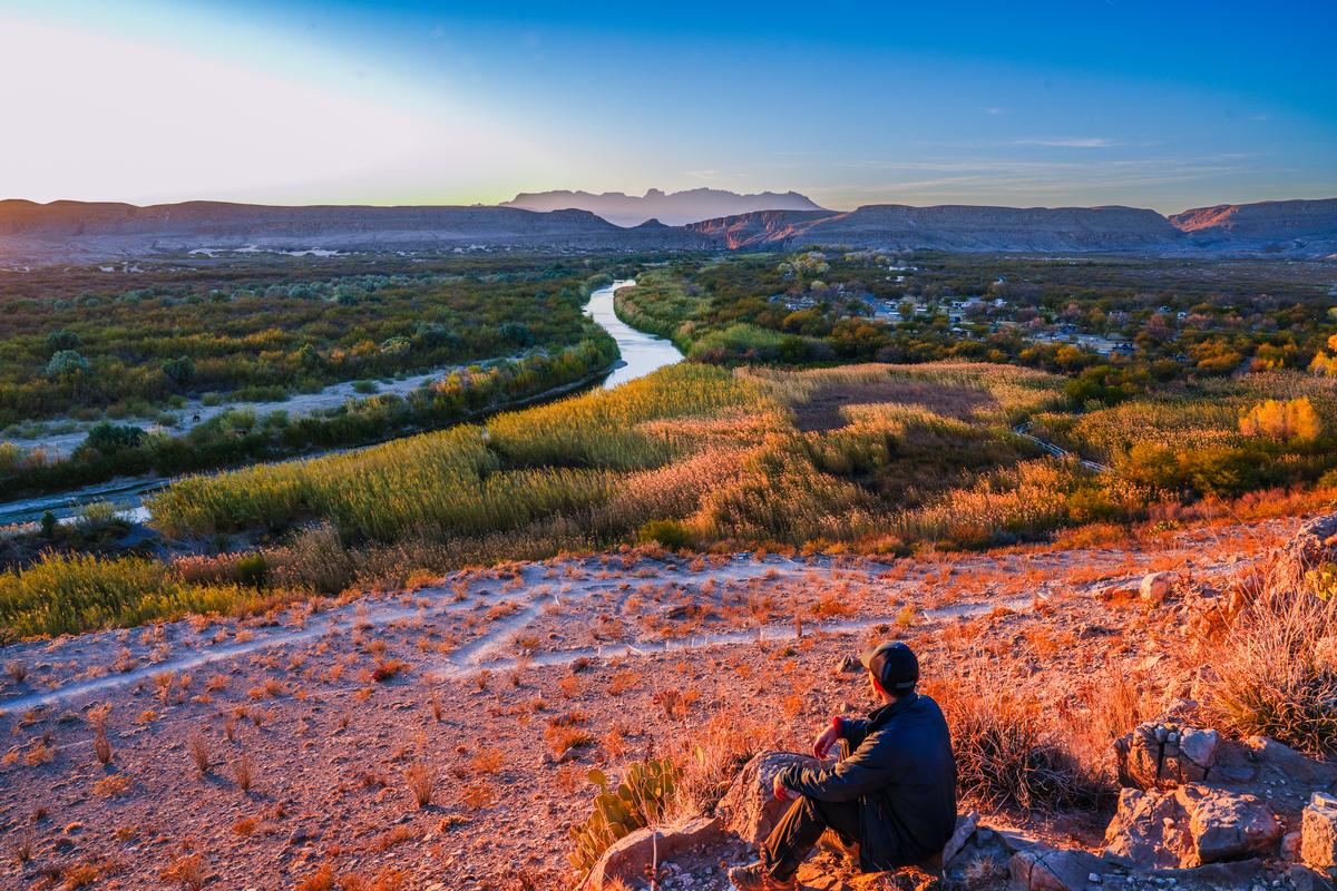 Sunset View of Rio Grande and Chisos Mountains from Big Bend