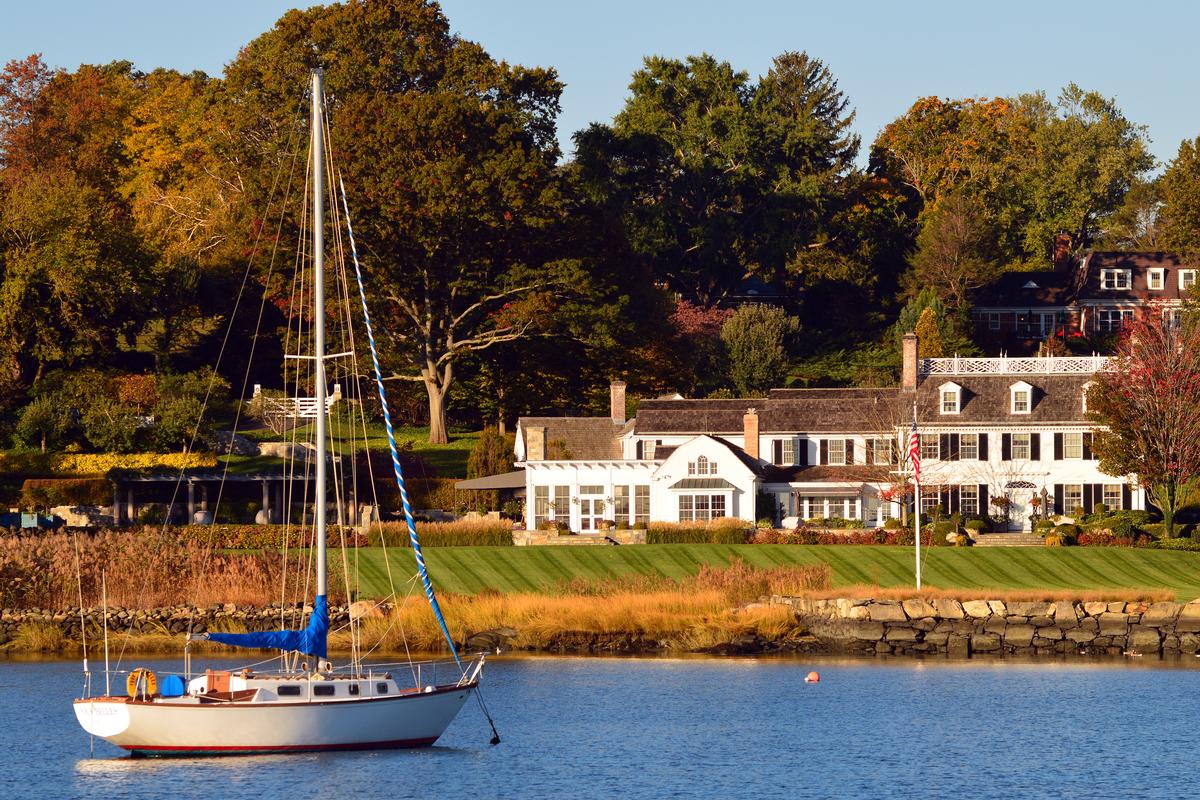 Golden sunset in Greenwich Harbor