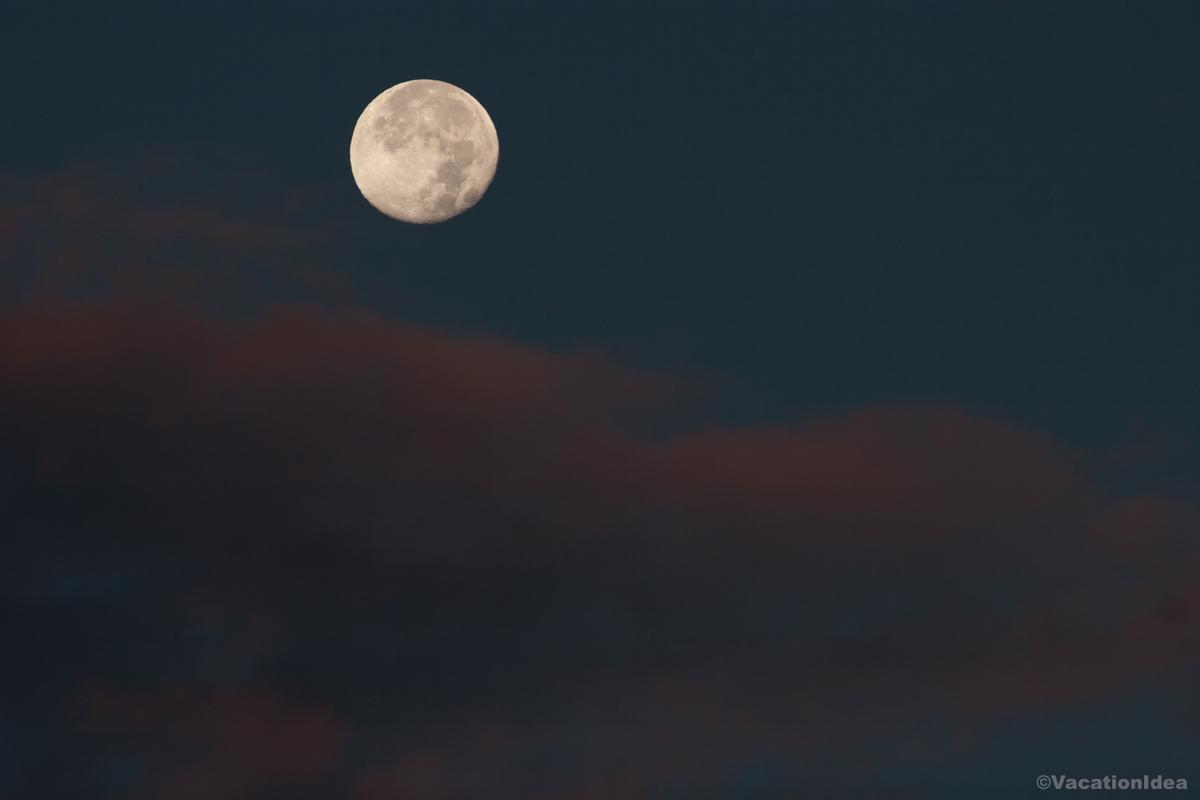 I took this photo of the full moon on our romantic getaway