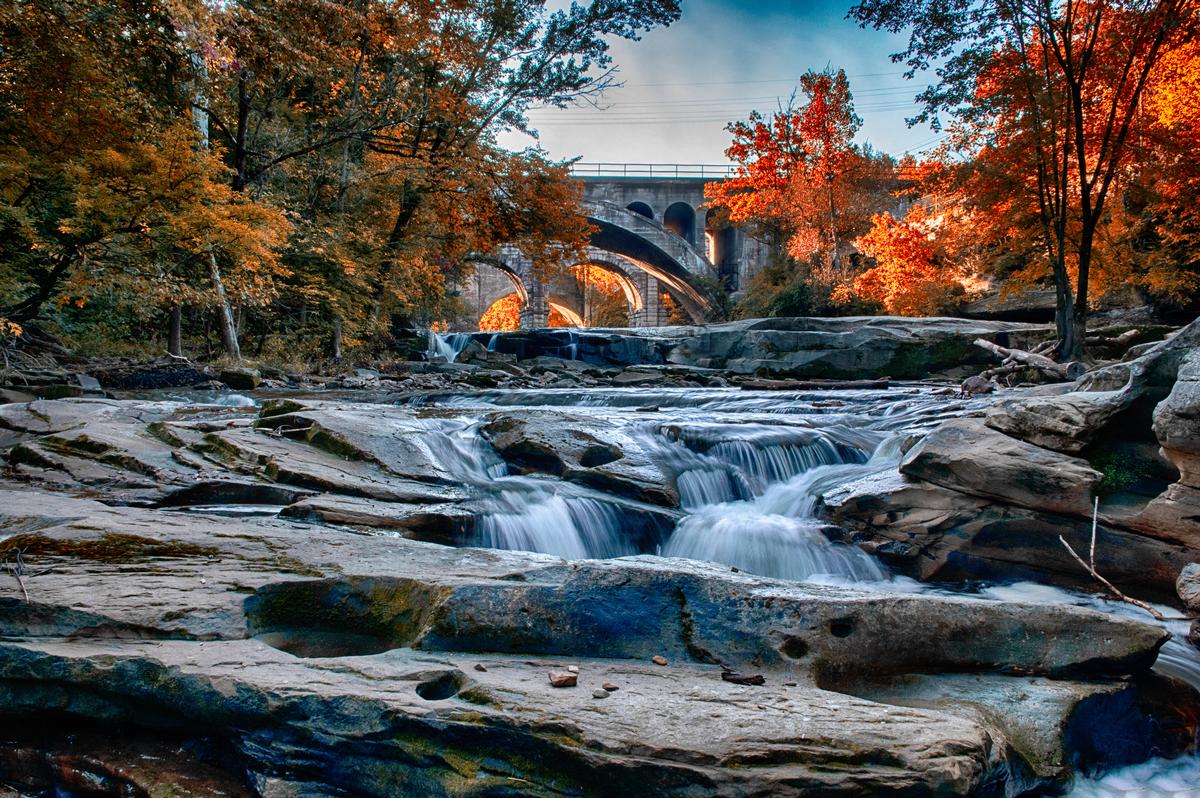 Berea Falls, Cleveland Ohio during fall foliage in October