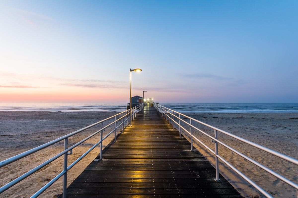Strolling along the fishing pier in  Atlantic City