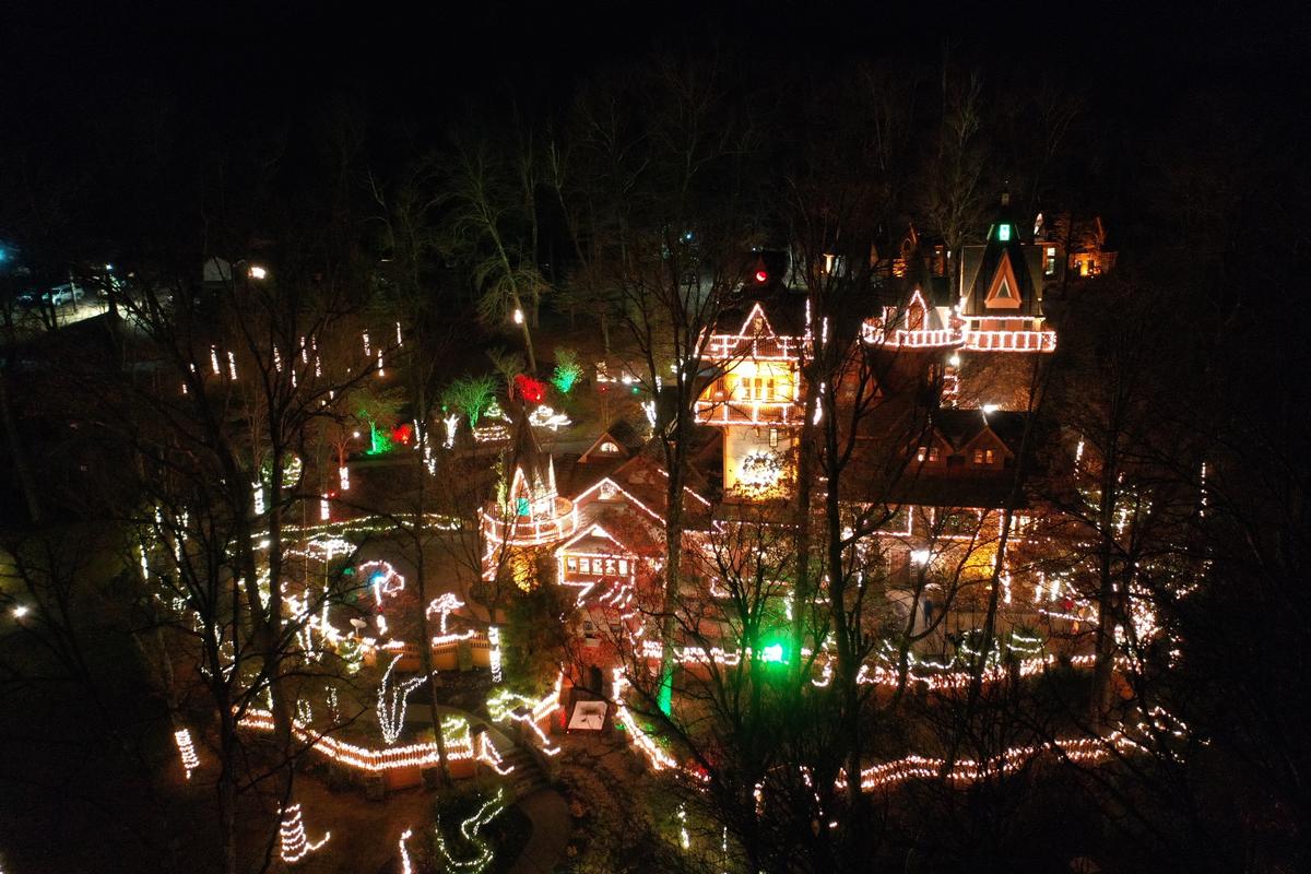 Christmas lights at Landoll's Mohican Castle as a super special sight