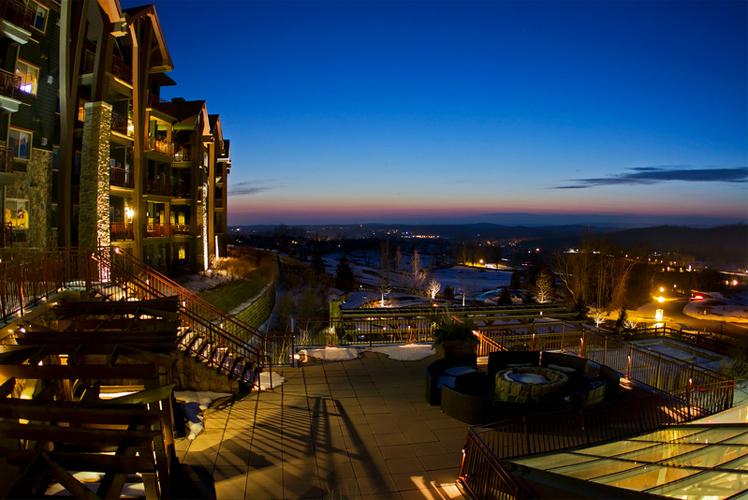 Explore spa amenities and look at mountain scenery on a luxurious weekend getaway.